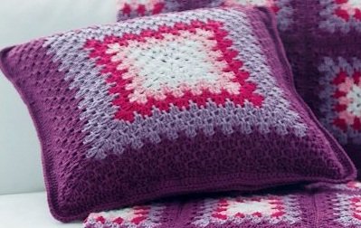 Travesseiro de Crochê quadrado Travesseiro de Crochê quadrado