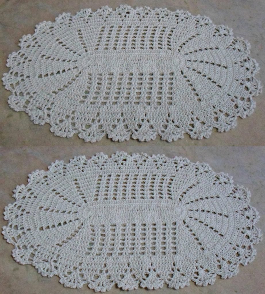 Bico de crochê para tapete oval