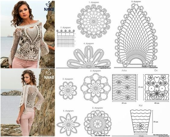 Pontos de crochê para blusas