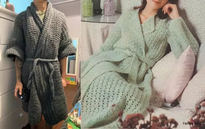 Roupão de banho de crochê