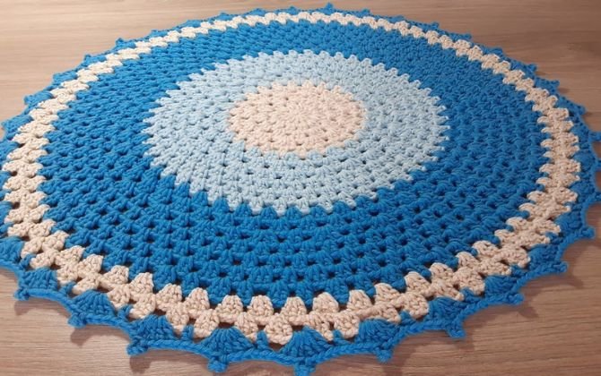 Tapete de Crochê Redondo Simples Tapete de Crochê Redondo Simples