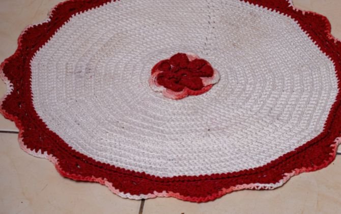 Tapete de Crochê Redondo Simples Tapete de Crochê Redondo Simples