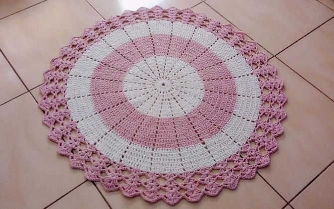 Tapete de Crochê Redondo Simples Tapete de Crochê Redondo Simples