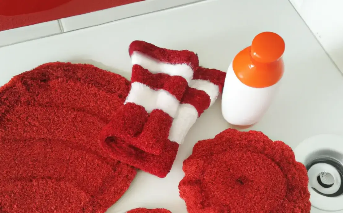 Jogo de banheiro de crochê vermelho