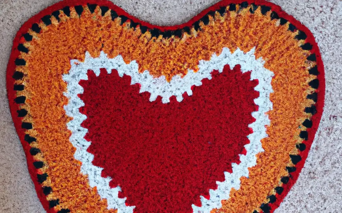 Tapetes de croche de coração Tapetes de croche de coração