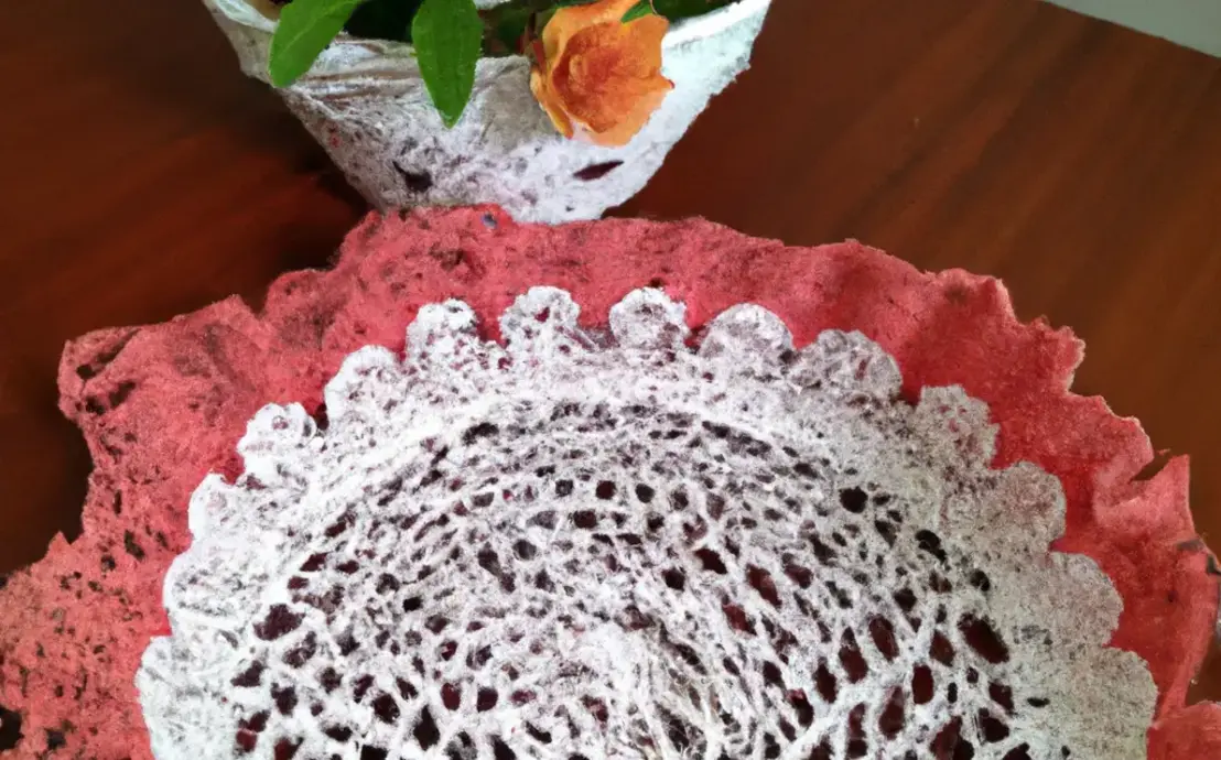 Trilho de mesa de crochê com flor