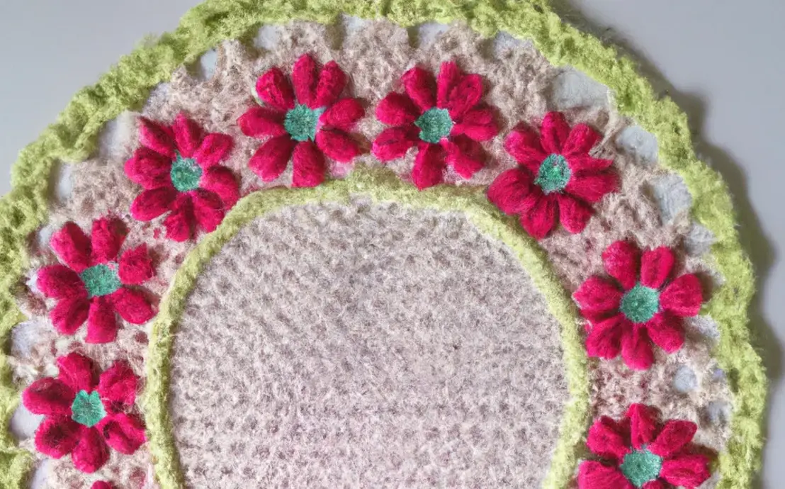 Tapetes de croche oval com flores Tapetes de croche oval com flores