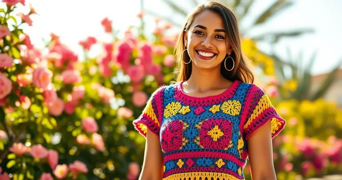 Blusa de Crochê Colorida