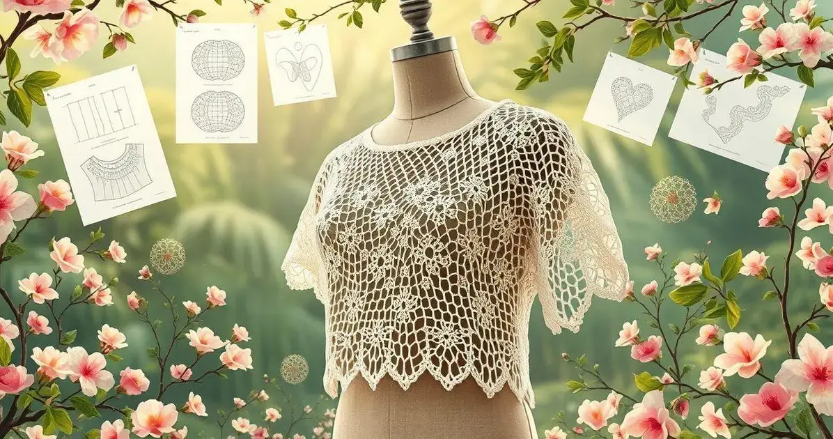 Blusa de crochê com gráfico