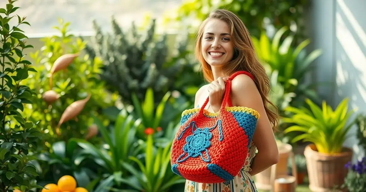 Bolsa de croche com fio nautico