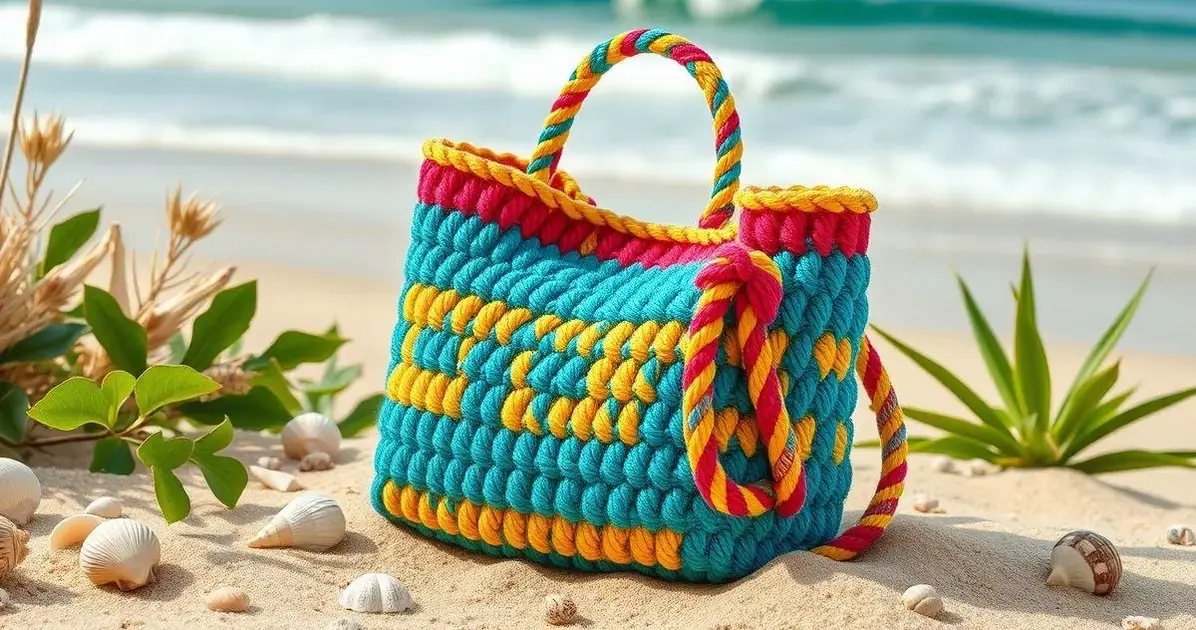 Bolsa de croche com fio nautico