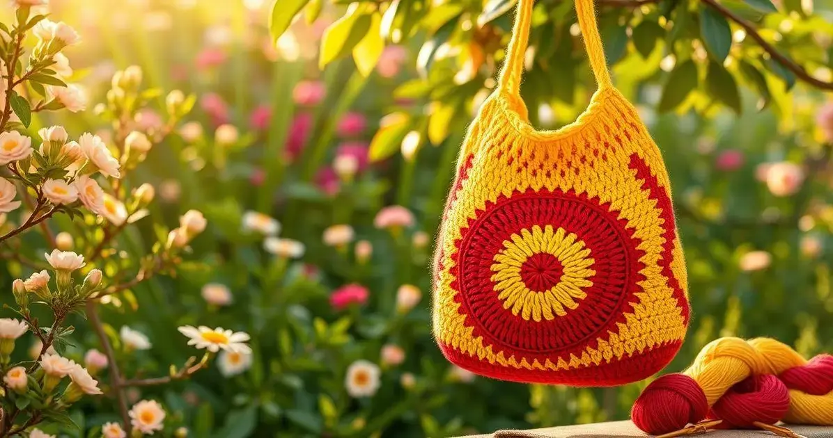 Bolsa de crochê com fio de malha