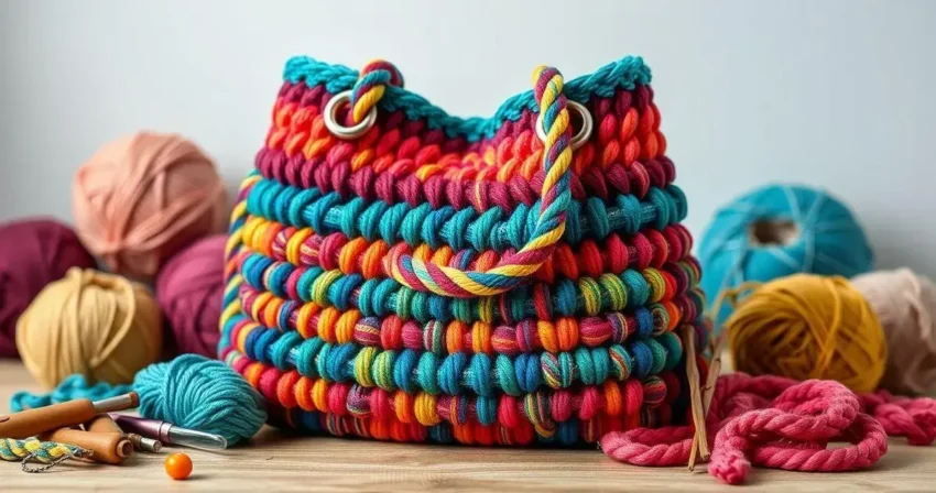 Bolsa de crochê com fio náutico passo a passo