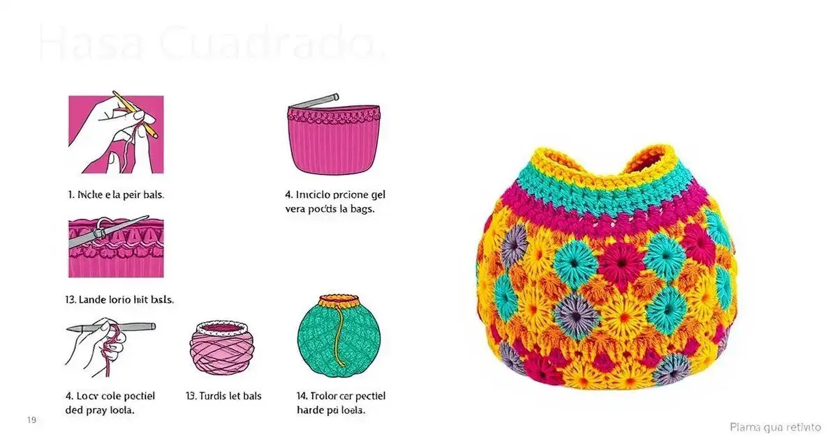 Bolsa de crochê quadrada passo a passo