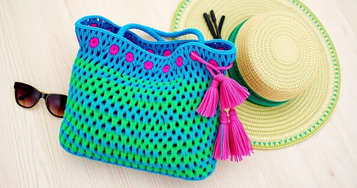 Bolsa em croche fio de malha