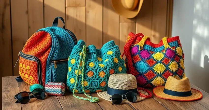 Bolsas de crochê fio de malha