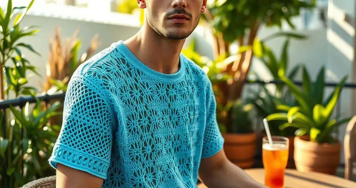 Camisa de croche masculina