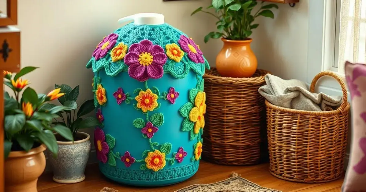 Capa de galao de agua de croche