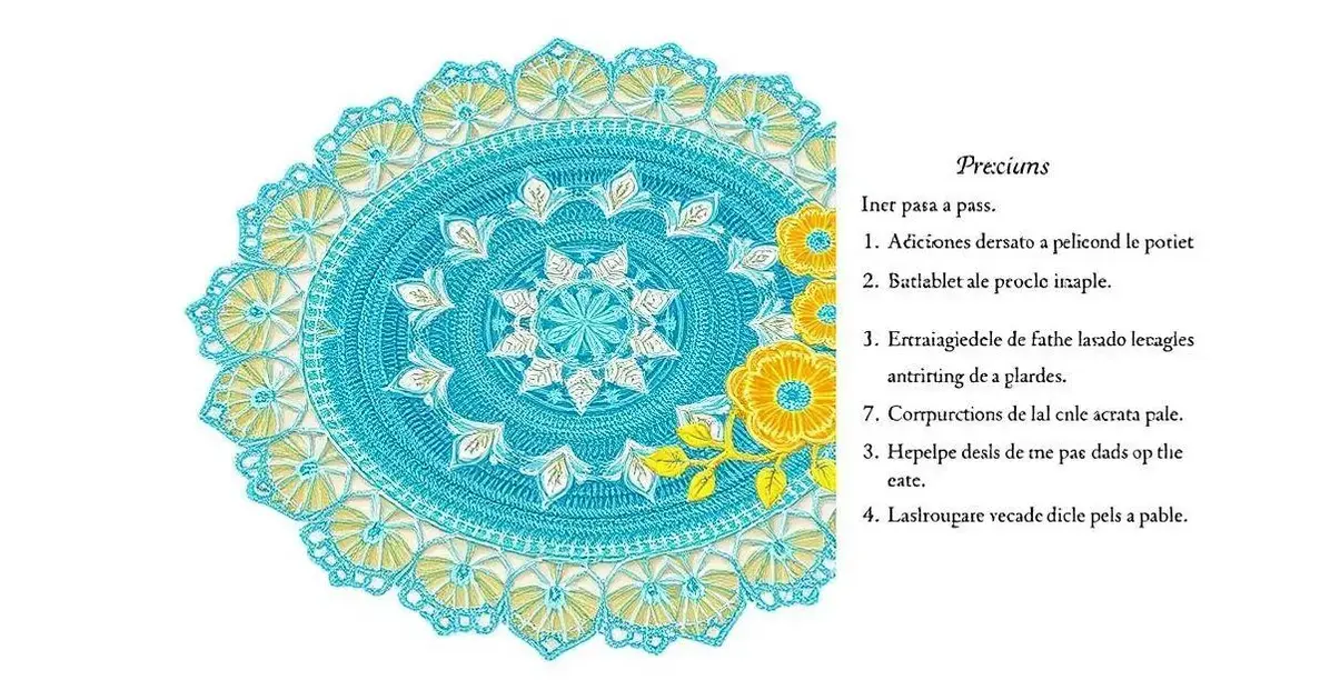 Centro de mesa de crochê redondo com gráfico