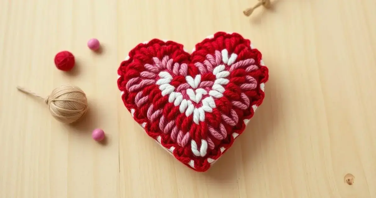 Chaveiro de coração de croche