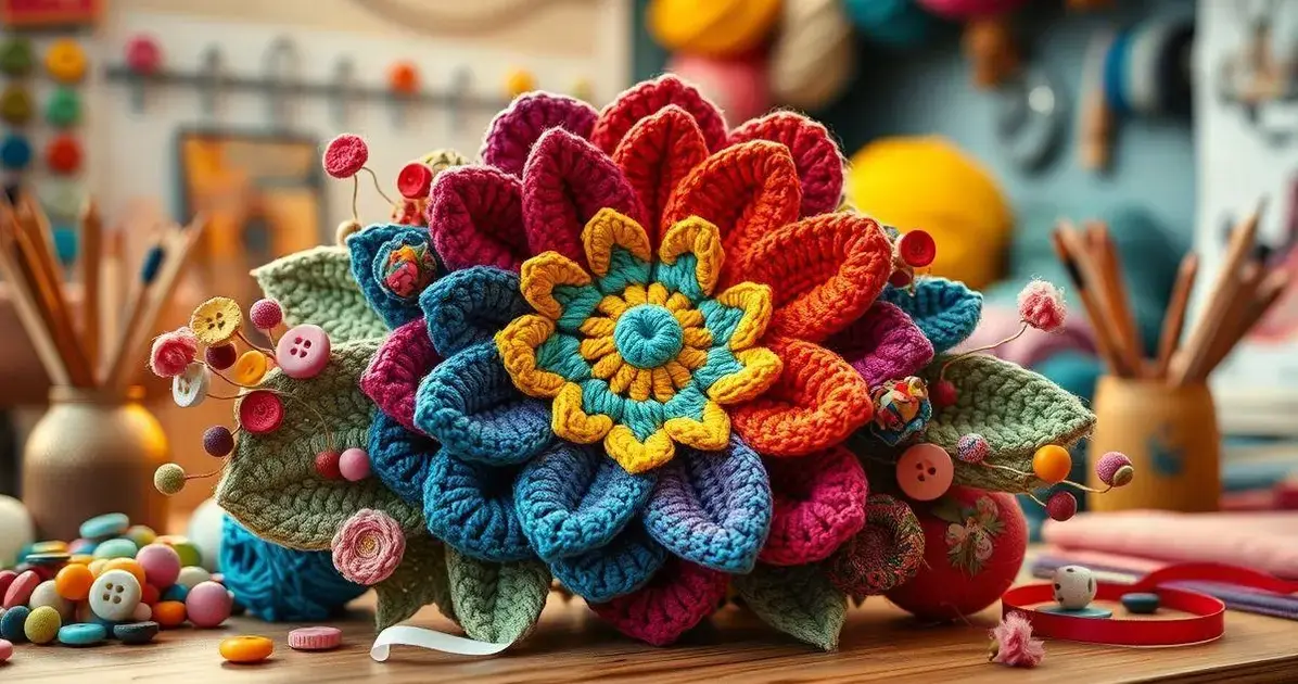 Flor em croche para aplicação