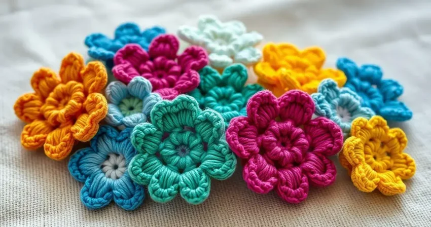 Flor em croche para aplicação