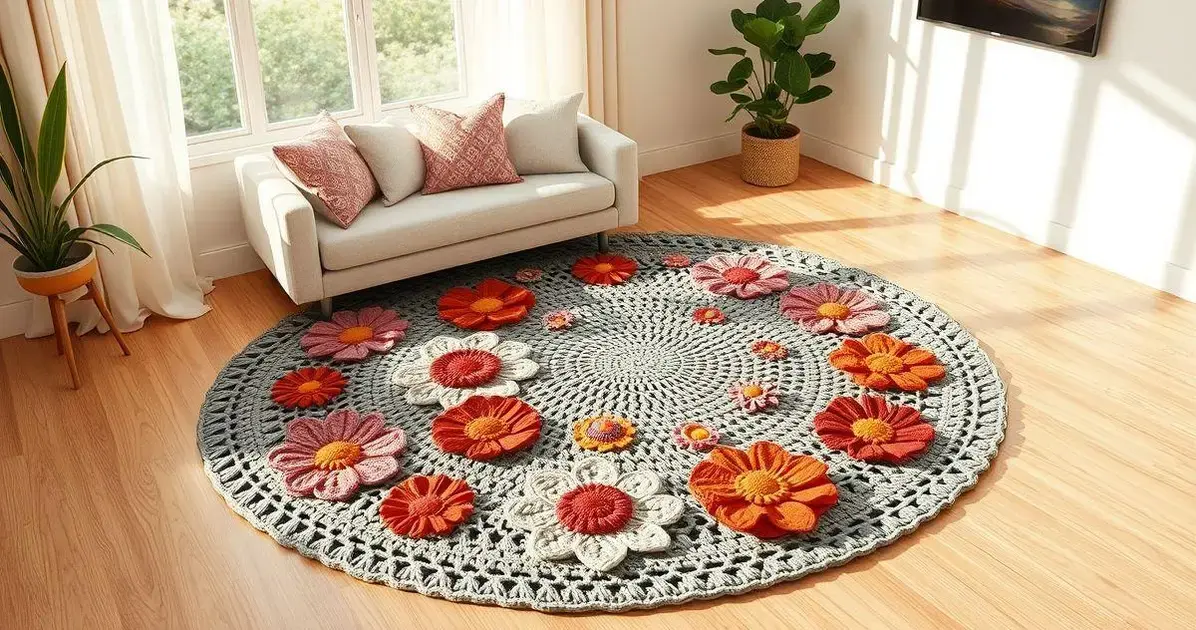 Flor simples de croche para tapete