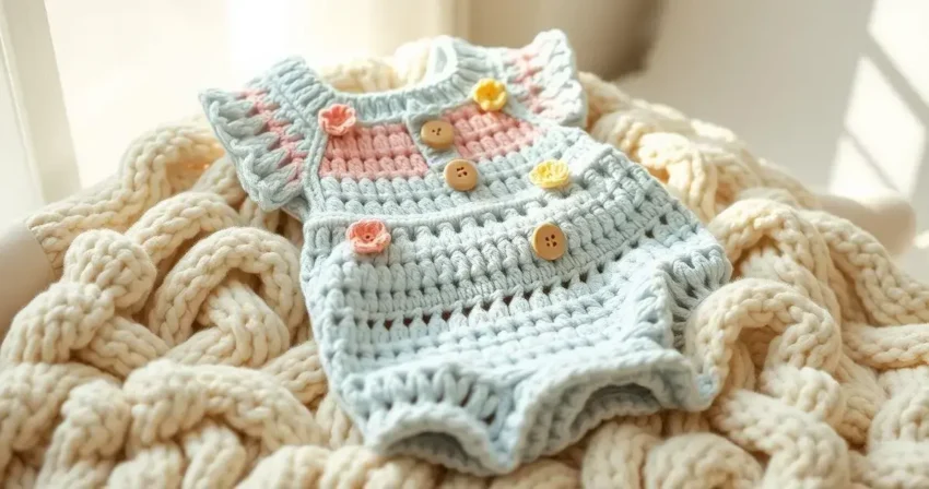 Jardineira de crochê para bebê