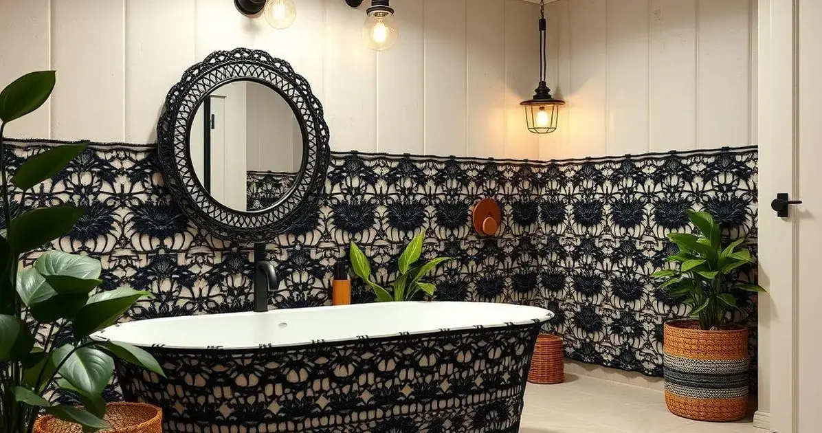 Jogo de banheiro de croche preto