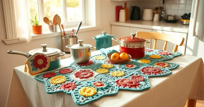 Jogo de croche para cozinha