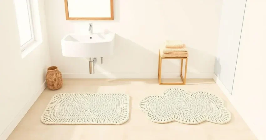Jogo de tapete de croche para banheiro simples
