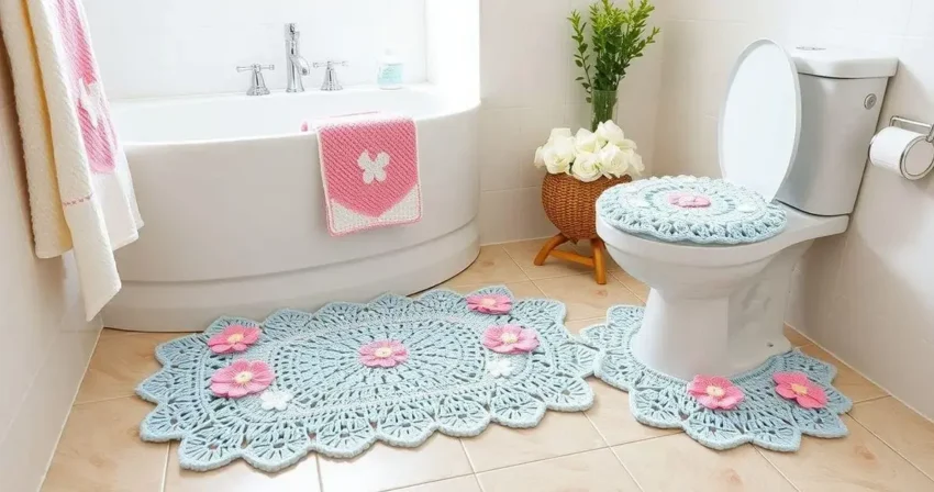 Jogos de banheiro em crochê simples