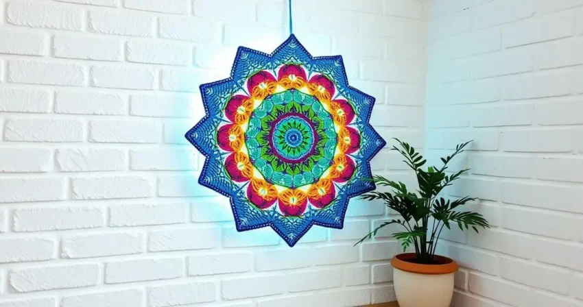 Mandala de croche na parede