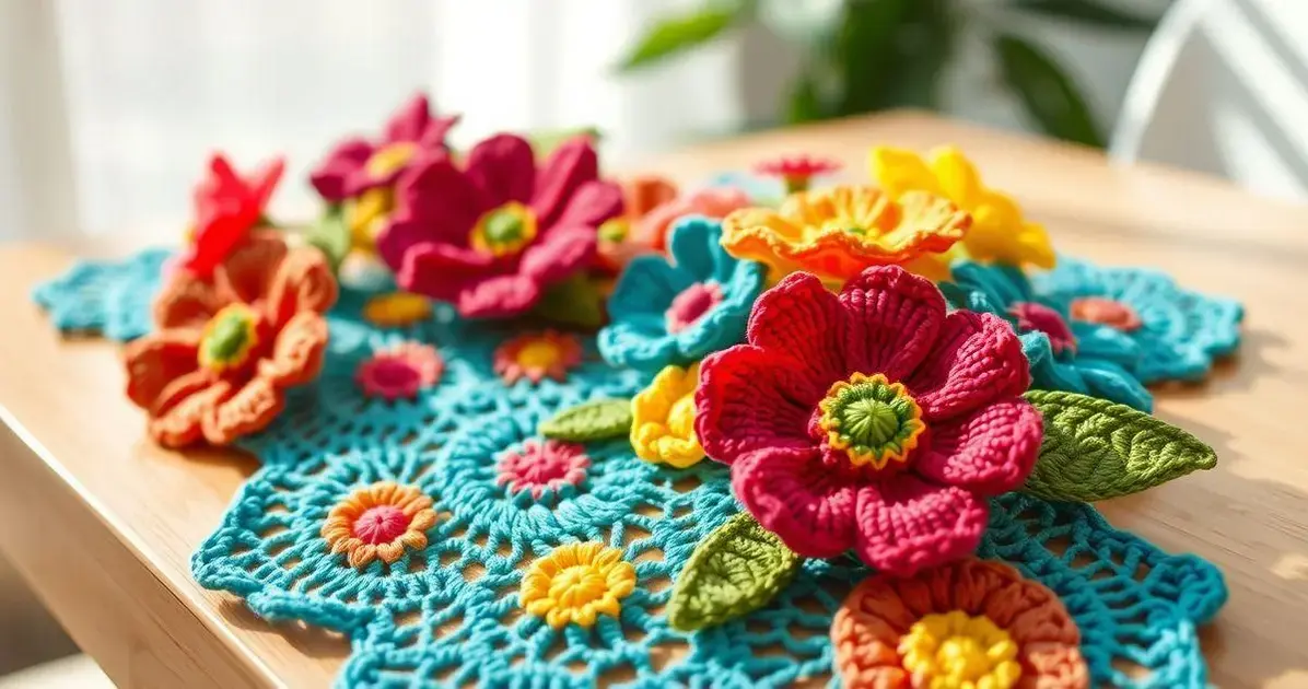 Passadeira de croche com flores