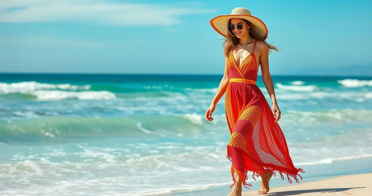 Saida de praia de croche longa Saida de praia de croche longa