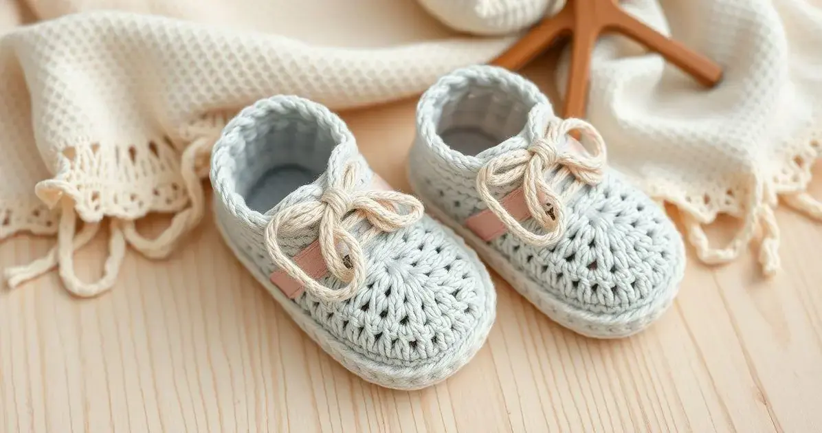 Sapatinho de crochê para bebê unissex