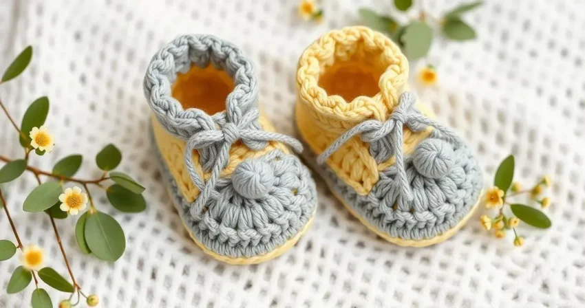 Sapatinho de crochê para bebê unissex