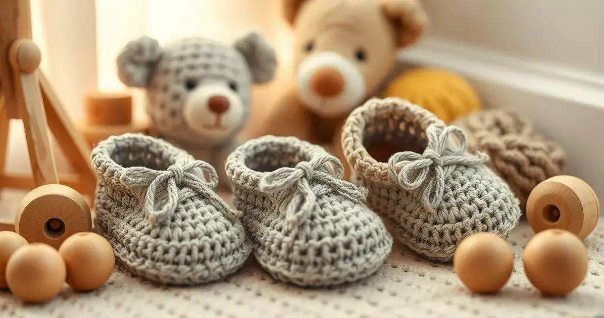 Sapatinhos de croche para bebe unissex