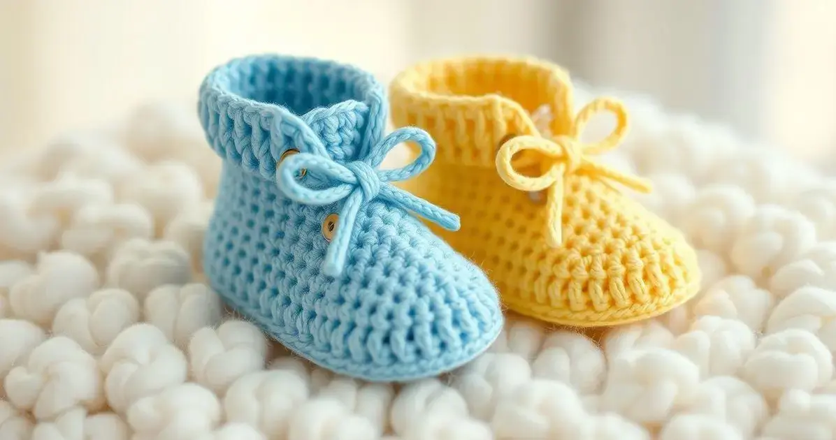 Sapatinhos de croche para bebe unissex