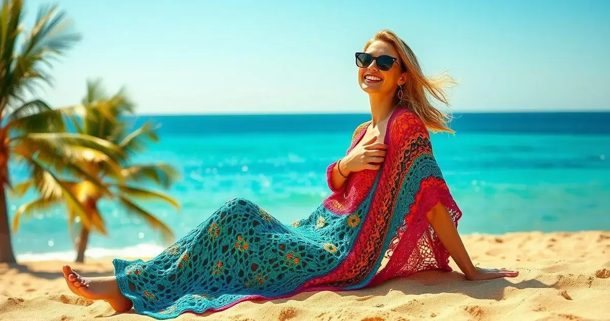 Saída de praia de crochê longa