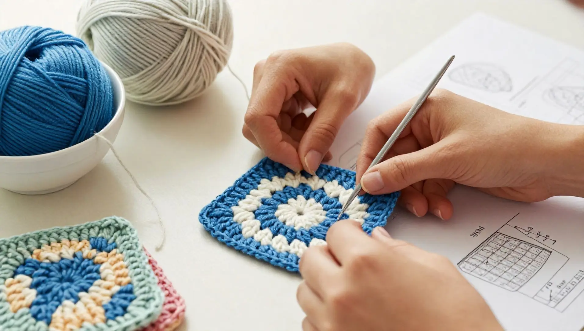 Como emendar squares de croche