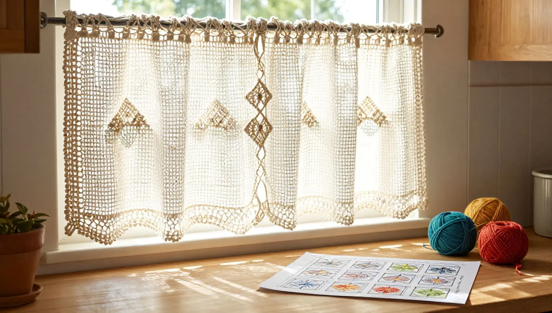 Cortina de croche para cozinha Cortina de croche para cozinha
