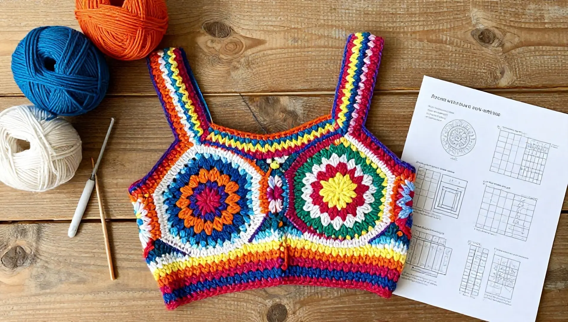 Cropped de croche colorido