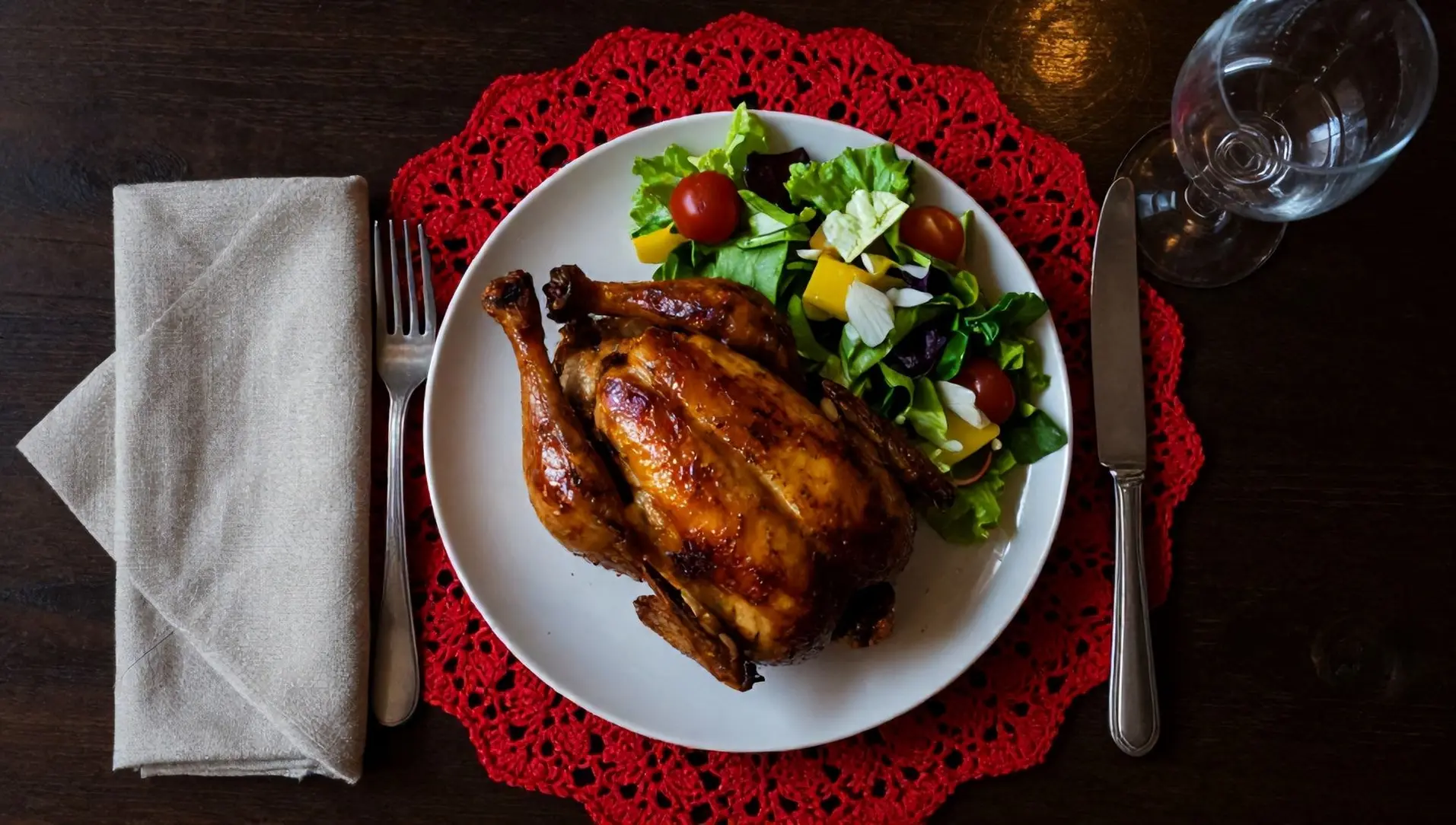 Sousplat de croche vermelho Sousplat de croche vermelho