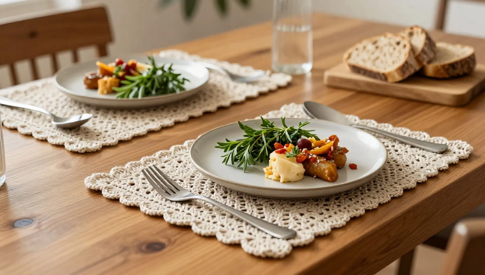 Sousplat retangular de croche